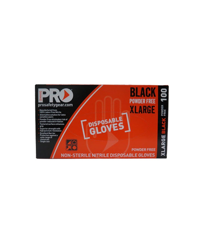 Prochoice Black Nitrile Disposable Gloves Xlarge